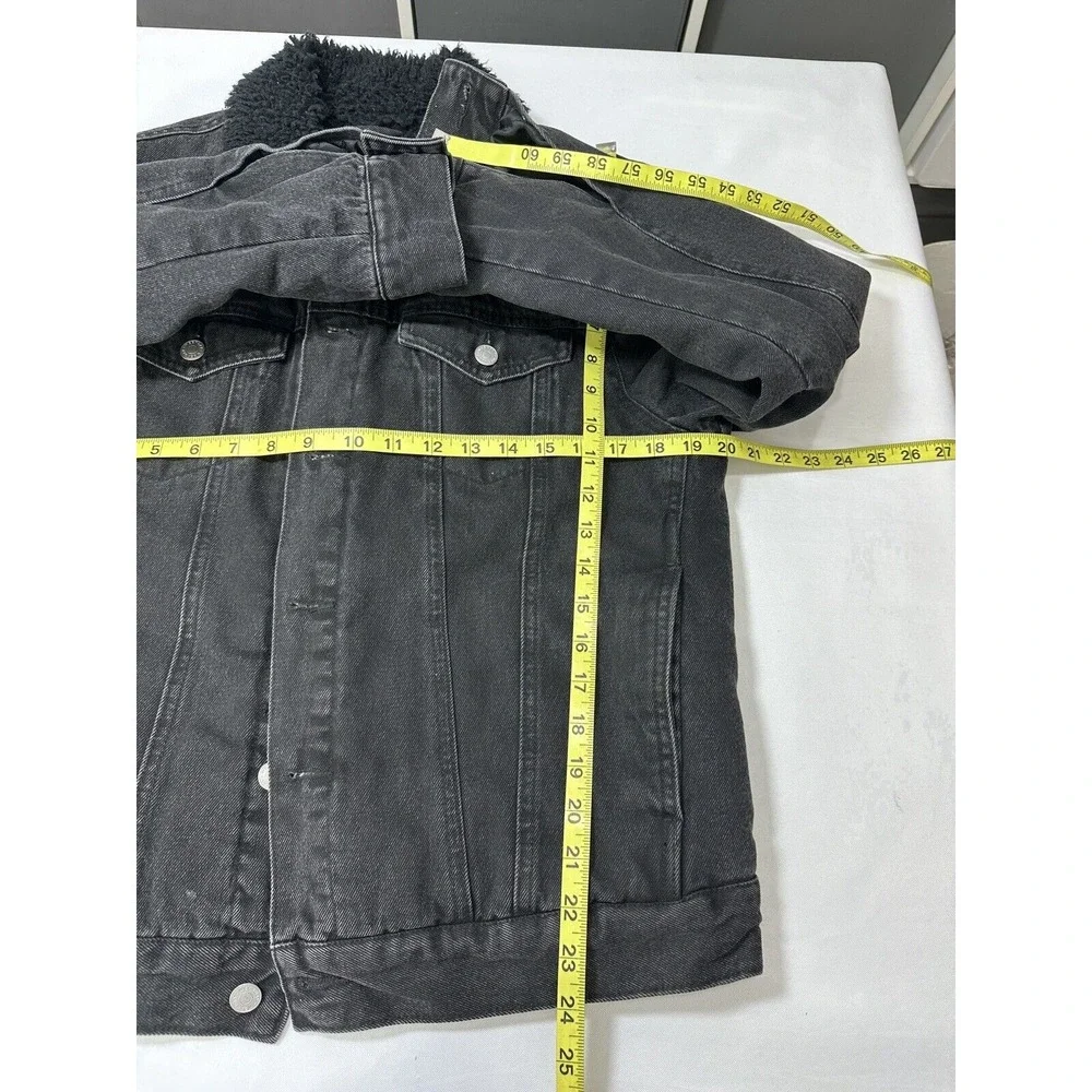 Men's Weekday  Black Sherpa Lined Trucker Jacket Size Small